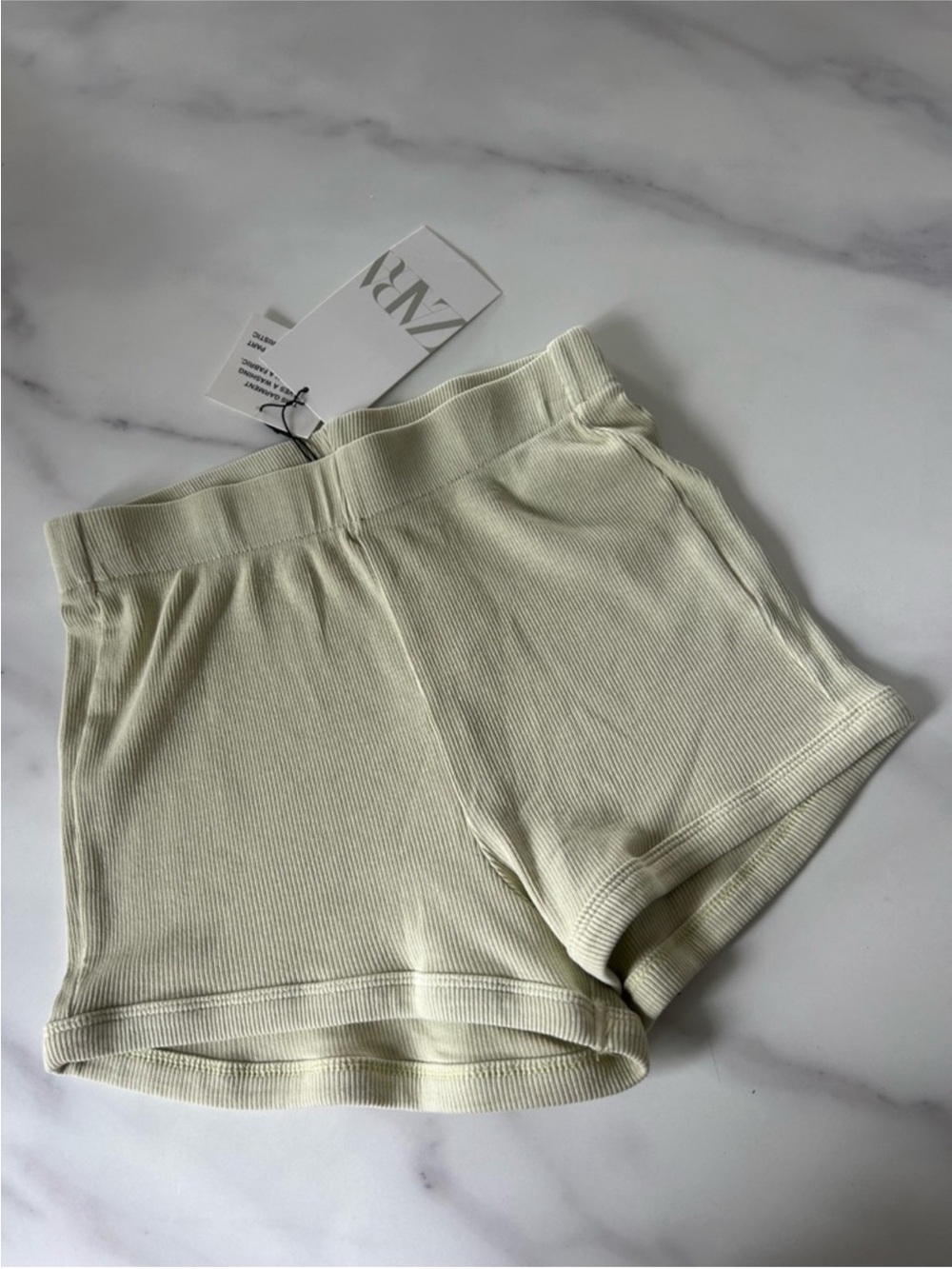 Zara Ribbed Knit Shorts in Light Yellow